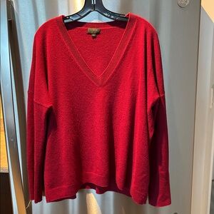 J. Crew Cashmere Relaxed V-neck Sweater in Burgundy. Size L.